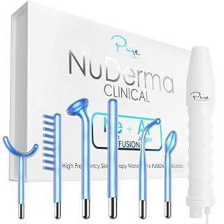 Home NuDerma Clinical Skin Therapy Wand with Fusion Neon and Argon applicators for acne treatment, skin tightening, and wrinkle reduction.